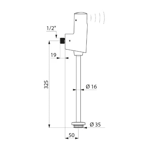 Delabie Tempomatic 4 robinet d'urinoir électronique 1/2 6V - chromé - équerre model
