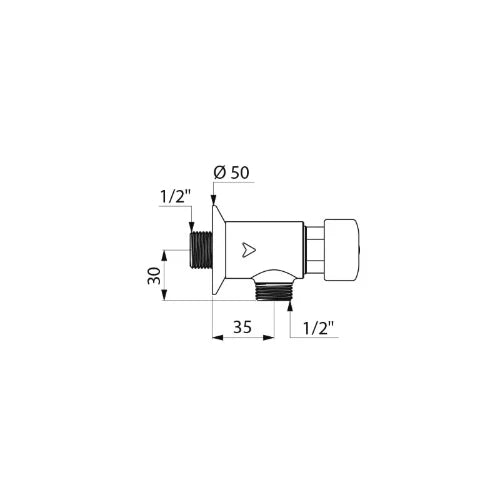 ROBINET URINOIR DELABIE TEMPOSTOP 1/2 M X 1/2 M apparent-equerre-temporise+rosace+bouton