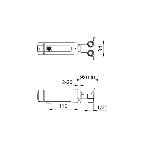 DELABIE Tempomix 3 zelfsluitende muurmengkr sprong 110mm ingeb toevoer 1/2" chroom