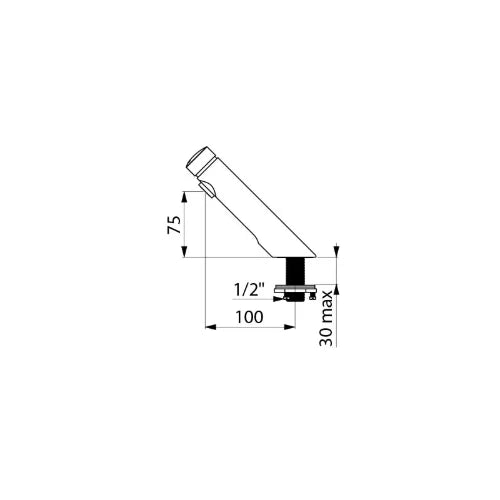 ROBINET DE LAVABO DELABIE TEMPOSOFT 2 1/2 chromé fixation renforcé débit 3l/min,touche,fermeture automatique