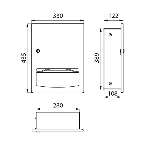 DELABIE Distri. essuie-mains encastré Inox 304 satiné(ex-0013120000)
