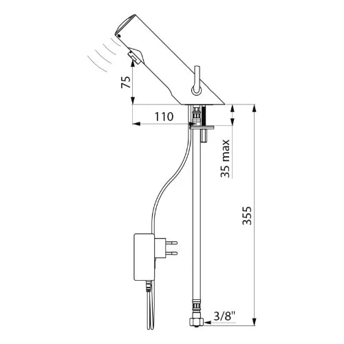 Delabie TEMPOMATIC MIX 4 mitigeur de lavabo automatique avec manette standard par prise 230/6V - chromé