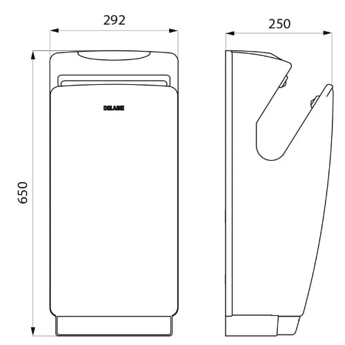 SECHE-MAINS AUTOMATIQUE DELABIE 292 - 250 o 650 ! gris metalique 850 WATT . speedjet à air pulsé