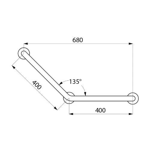 Delabie barre à 135° 3 points fix 400x400 - dia 32mm inox poli brillant