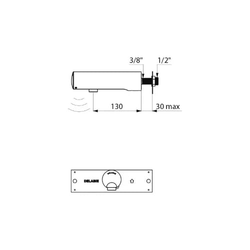 ROBINET DE LAVABO ELECTRONISCHE DELABIE TEMPOMATIC 4 1/2 chromé mural pile 6V,fermeture automatique, saille 125mm
