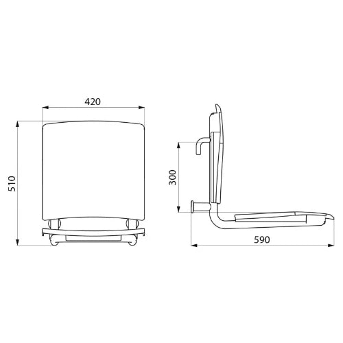 DELABIE afneembaar douchezitje gepolijst 590x420x510 mm gepolijst