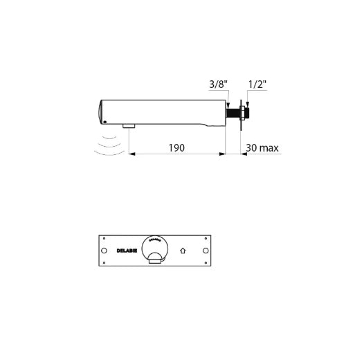 ROBINET DE LAVABO ELECTRONISCHE DELABIE TEMPOMATIC 4 1/2 chromé mural pile 6V,fermeture automatique, saille 190mm
