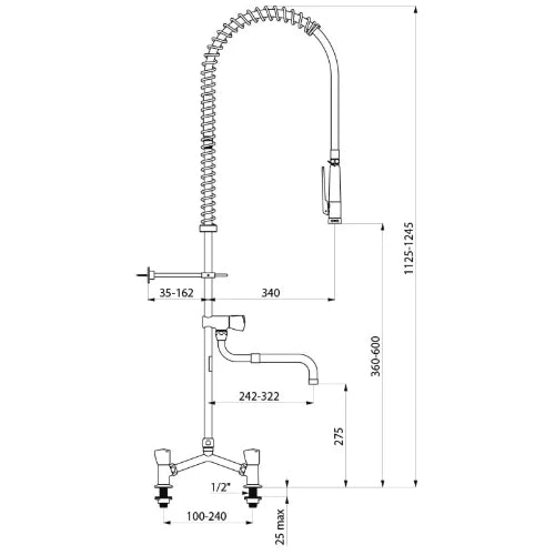 MELANGEUR DE CUISINE DELABIE avec 2 trous pour cuisine avec combine pre-lavage