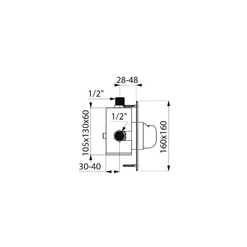 MELANGEUR DE DOUCHE DELABIE TEMPOMIX 160 - 160 MM ! carré modele a encastrer a/plaque - temporise