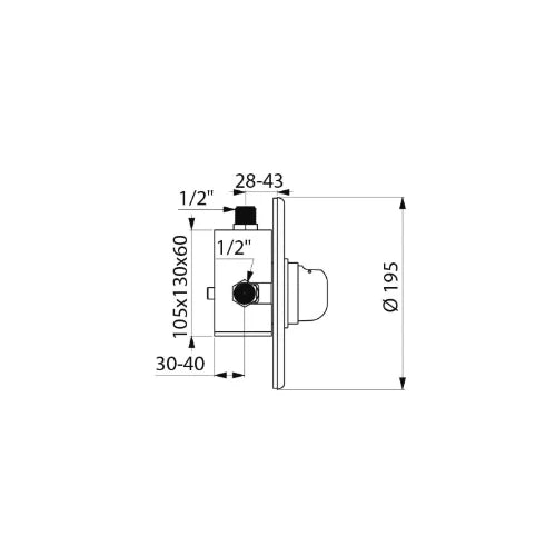 MELANGEUR A ENCASTRER DELABIE TEMPOMIX 195MM chromé ronde temporisé