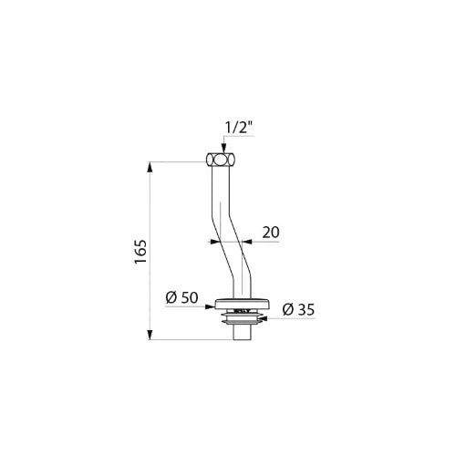 ALIMENTATION DELABIE TEMPOSTOP 1/2 F X 165 MM X 35 MM chromé