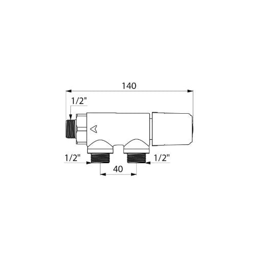 Delabie Premix 1/2 thermostat compact débit 19l/min - 3 bar - ingebouwde clapet anti-retourpen