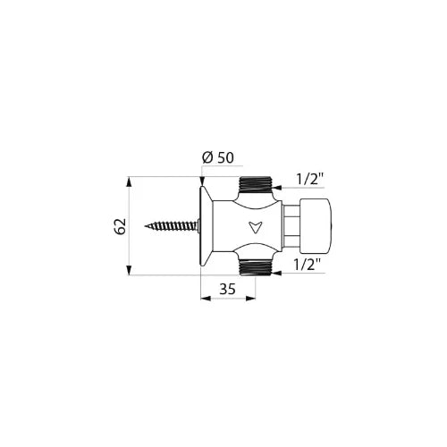 ROBINET URINOIR DELABIE TEMPOSTOP 1/2 M X 1/2 M apparent-droit-temporise+rosace+bouton