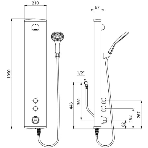 DELABIE SECURITHERM pann. de dche therm. alu alim. cachée douch.+fixe