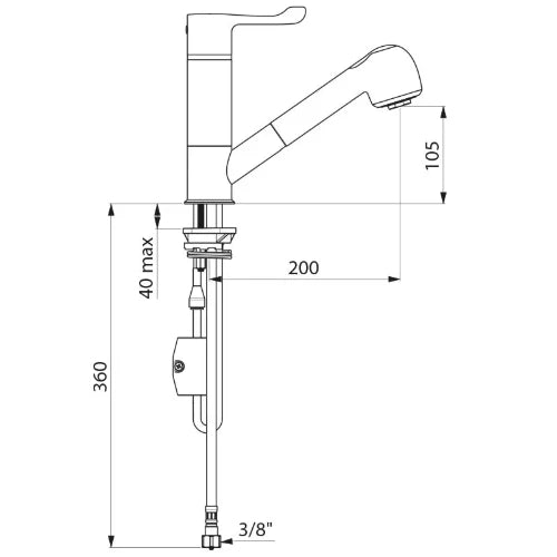 MITIGEUR DELABIE SECURITHERM chromé . monocommande a.douchette extractible
