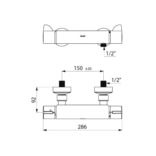 THERMOSTAT DE DOUCHE DELABIE SECURITHERM avec manette ergonomique - diam du corps 46 mm