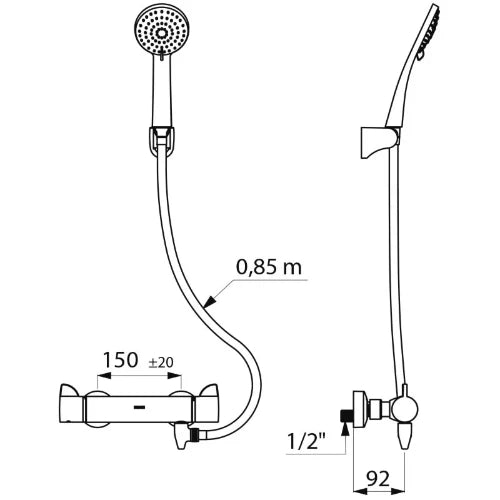THERMOSTAT DE DOUCHE DELABIE SECURITHERM raccord stop/purge