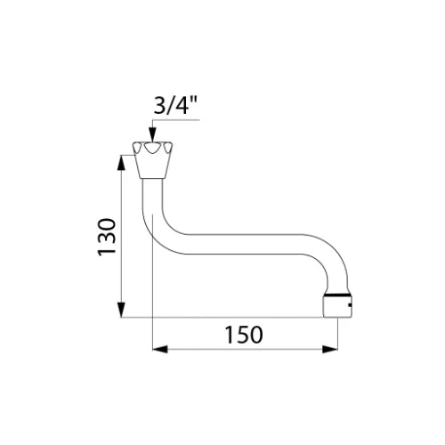 DELABIE Bec horizontal F3/4" L.150 - H.130 brise-jet réglable