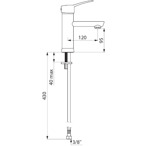MELANGEUR DE LAVABO MONO-COMMANDE DELABIE SECURITHERM chromé bec fixe/eq.pression avec manette 102 mm/cart.diam 40/sans vidage/3lmin