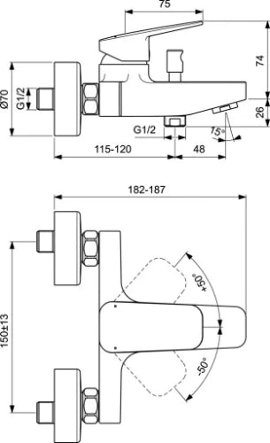 Procasa Ceraplan 4 mitigeur bain - chromé