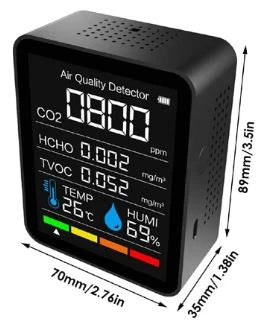 Sanutal Air Quality Monitor 2021 (CO2, VOS, HCHO, température et humidité dans l'air)