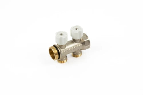 Begetube collecteur WP nickelé avec vannes de réglage avec manette blanche 4/4 - 2 x EK3/4