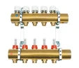 Begetube UFH laiton collecteur set chauffage par le sol avec débitmètres et vannes 4/4 - 4 x M24 - colliers 200 mm - avec robinets de vidage