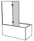 Procasa Pro pare-bain 2 parties réversible 1200 x 1500 mm - 6 mm - chromé
