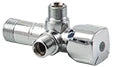Arco A-80 Twin robinet d'arret double équerre à bille MMM 1/2 x 3/8 x 3/8 - chromé - Belgaqua - Vitaq anti-calcaire