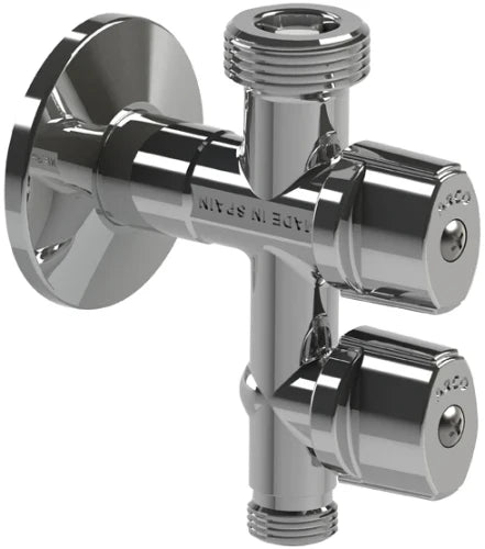 Arco Combi vanne machine à laver double à bille avec clapet anti-retour MMM 1/2 x 3/4 x 3/8 - chromé - Belgaqua - Vitaq anti-calcaire