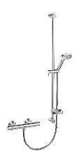 Hansa Unita 95 ! set de douche chromé montage mural thermostat-douche de tête - flexible - rampe