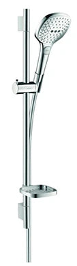 Hansgrohe Select E 120 90CM ! set de douche chromé Unica'sPuro EcoSmart 3jet a/barre de douche, porte savon et flex 160cm