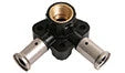 Henco PVDF à sertir culasse double 90° FF 20 x 1/2 F x 20 mm