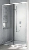 Kermi Cada XS G2R porte coulissante 1200 x 2000 mm - réglage 1160-1210 mm - SIHG ESG clair clean 2 parties avec partie fixe droite - profilé: argent poli