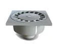Nicoll PVC à coller siphon de sol 250 x 250 x 139 mm - sortie verticale 90-80 mm - gris clair - garde d'eau 26 mm
