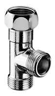 Schell té G 3/8 V X G 3/8 M X G 3/8 V DN10 chromé pour robinets de branchement et vannes avec écrou G3/8