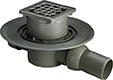 Viega Advantix siphon de sol - horizontal - avec bride de serrage - avec rehausse 150 x 150 - grille inox - garde d'eau 30 mm