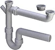 Viega PP siphon tubulaire double avec WMA 6/4 x 40 mm - blanc - évacuation horizontale