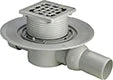 Viega Advantix siphon de sol - horizontal - avec bride de serrage - avec rehausse 100 x 100 - grille inox - garde d'eau 30 mm