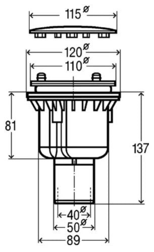 Viega Tempoplex siphon de douche 90 mm - chromé - inclusif set de finition - évacuation verticale