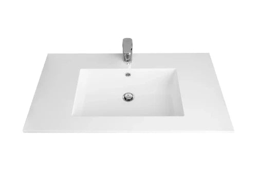Procasa Quadra table vasque marbre de synthèse avec 1 vasque centrale 900 x 500 mm - blanc