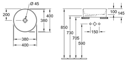 Villeroy & Boch Collaro lavabo à poser rond 400 mm - blanc - sans trou de robinet - sans trop-plein