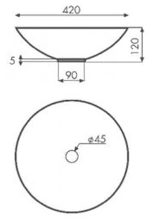 Conima Piamonte lavabo à poser rond 420 mm - blanc - solid surface - sans trou de robinet - sans trop-plein