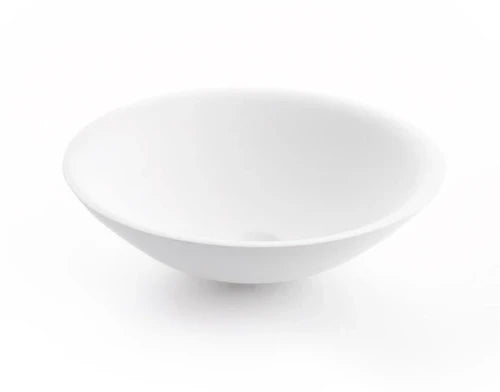 Conima Piamonte lavabo à poser rond 420 mm - blanc - solid surface - sans trou de robinet - sans trop-plein