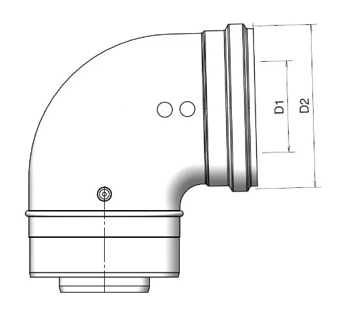 Burgerhout Twinsafe concentrique PP/alu coude 90° MF 60/100 mm