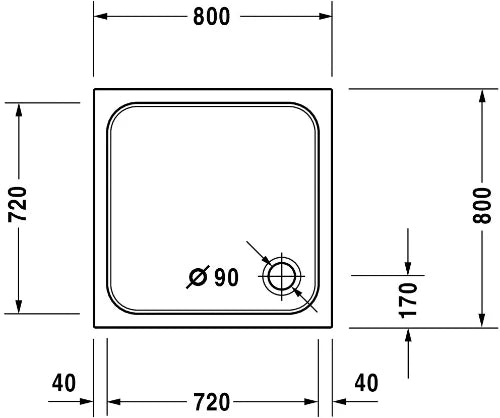 Duravit D-Code receveur de douche acrylique carré 800 x 800 x 85 mm - blanc