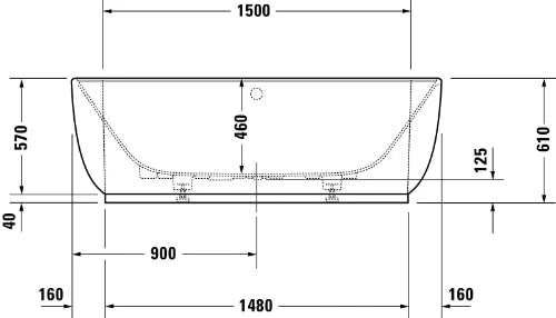 Duravit Luv baignoire 1800x950mm blanc, habillage, tablier 3 faces