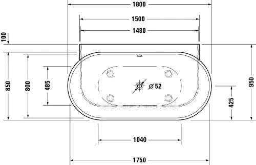 Duravit Luv baignoire 1800x950mm blanc, habillage, tablier 3 faces