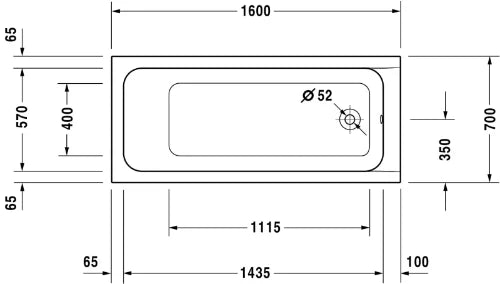 Duravit D-Code baignoire 1600 x 700 mm - acryl - blanc - sans pieds