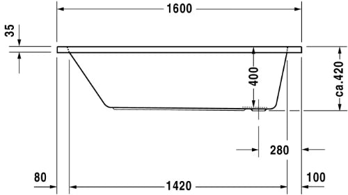 Duravit D-Code baignoire 1600 x 700 mm - acryl - blanc - sans pieds